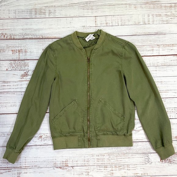 Women's Kenneth Cole Reaction Olive Green Military Bomber Jacket - Picture 2 of 6